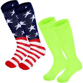 Century Star Kids Soccer Socks Striped Cotton Atheletic Softball Baseball Socks Toddler Youth Knee High Socks for Boys Girls