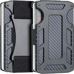 1TG Tactical Slim Wallet with Money Clip for Men, Minimalist RFID Blocking Wallet, Credit Card Holder Cash Organizer Cabon Fiber Front Pocket Wallet for Mens, Black in Saudi Arabia