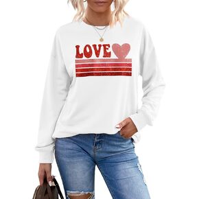 CM C&M WODRO Women Love Heart Sweatshirt Valentine's Day Shirts Graphic Casual Crewneck Pullover Lightweight Tops Blouse in Kuwait