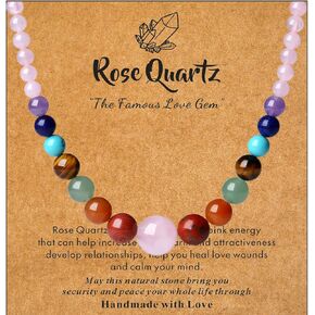 قلادة مايبوتا 7 شقرا للنساء، قلادة مطرزة بالكريستال الطبيعي للشفاء، قلادة خرز مصنوعة يدويًا من الحجر، مجوهرات أحجار كريمة بطول 20 بوصة، هدايا عيد الميلاد للنساء in Kuwait