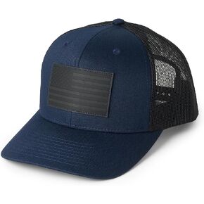 قبعة العلم الأمريكي ذات 13 شريطًا - قبعة جلدية شبكية خلفية Snapback للرجال والنساء قبعة سائق الشاحنة بعلم الولايات المتحدة الأمريكية، قبعة كاجوال للجنسين
