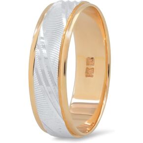 تصميمات سيج لوس أنجلوس للمجوهرات بلونين 14 قيراط ذهب أبيض وأصفر مائل مقطوع بالليزر تصميم مريح مقاس 6 مم خاتم زفاف in Kuwait