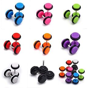 مجوهرات النخيل الأزرق 8 أزواج من الاكريليك الحديد أقراط الأذن وهمية الغش الوهم المكونات أقراط 14 مقياس الحديد و 00 مقياس الوجه E562 in Kuwait