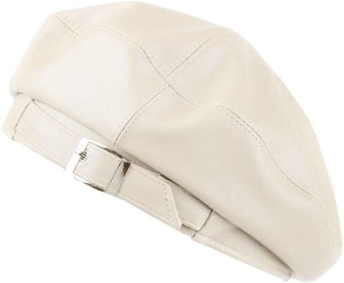 Women Buckle Spring Fall Winter Faux Leather Beret Classic British Style Hat in Saudi Arabia