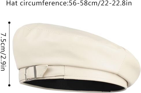 Women Buckle Spring Fall Winter Faux Leather Beret Classic British Style Hat in Saudi Arabia