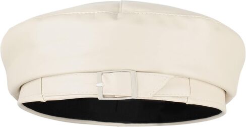 Women Buckle Spring Fall Winter Faux Leather Beret Classic British Style Hat in Saudi Arabia