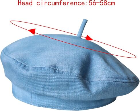 Felite Fnn Women Denim Cotton Beret Hat British Style Adjustable Strap Artist Hat in Saudi Arabia