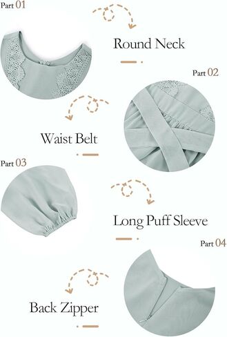 Girls Boho Dresses 3/4 Sleeve V-Back Lace Flower Crew Neck Tiered Ruffle Swing Party Maxi Dress in Kuwait