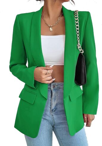 Perbai Women's Long Sleeve Open Front Blazer Casual Shawl Collar OL Work Office Suit Jacket in Kuwait