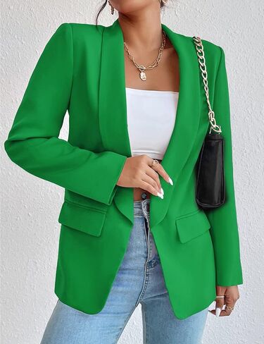 Perbai Women's Long Sleeve Open Front Blazer Casual Shawl Collar OL Work Office Suit Jacket in Kuwait