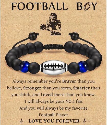 Leyung Bracelet Gifts for Teenage Boys, Football Baseball Basketball Soccer Bracelet Gifts for Teen Boys Player Son Grandson Team Friends, Christmas Birthday Gifts for Boys with Message Card in Saudi Arabia