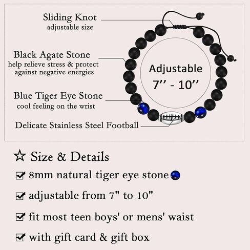 Leyung Bracelet Gifts for Teenage Boys, Football Baseball Basketball Soccer Bracelet Gifts for Teen Boys Player Son Grandson Team Friends, Christmas Birthday Gifts for Boys with Message Card in Saudi Arabia