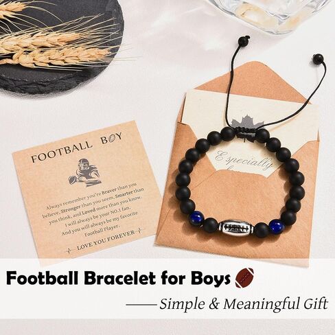 Leyung Bracelet Gifts for Teenage Boys, Football Baseball Basketball Soccer Bracelet Gifts for Teen Boys Player Son Grandson Team Friends, Christmas Birthday Gifts for Boys with Message Card in Saudi Arabia