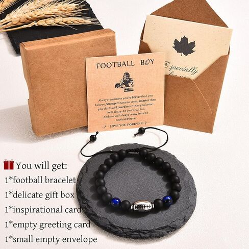 Leyung Bracelet Gifts for Teenage Boys, Football Baseball Basketball Soccer Bracelet Gifts for Teen Boys Player Son Grandson Team Friends, Christmas Birthday Gifts for Boys with Message Card in Saudi Arabia