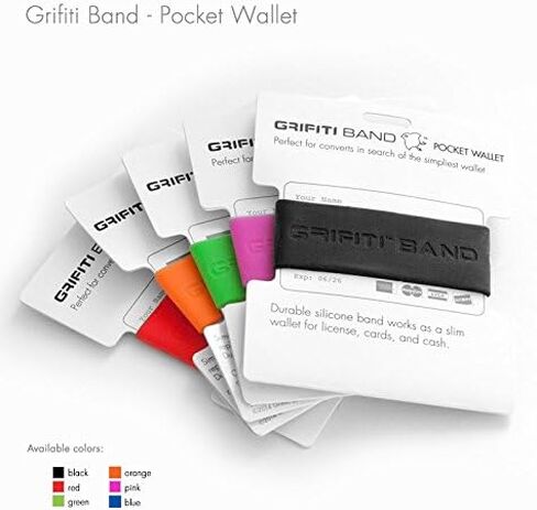 محفظة GRIFITI Band Joes ذات الجيب الأمامي الواسع ذات المظهر النحيف والمطاط الملون والسيليكون المحسن والبروكلي السيليكون وقبضة بطاقة الائتمان وحزام النقود وحامل أموال قوي (أسود) in Saudi Arabia
