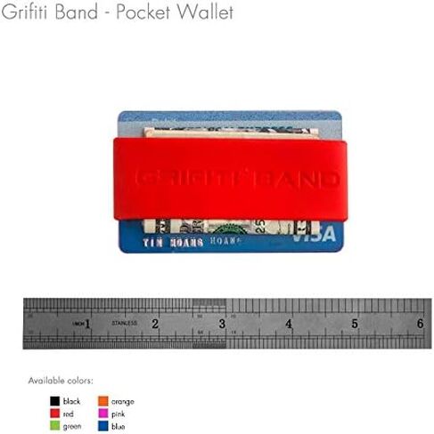 محفظة GRIFITI Band Joes ذات الجيب الأمامي الواسع ذات المظهر النحيف والمطاط الملون والسيليكون المحسن والبروكلي السيليكون وقبضة بطاقة الائتمان وحزام النقود وحامل أموال قوي (أسود) in Saudi Arabia
