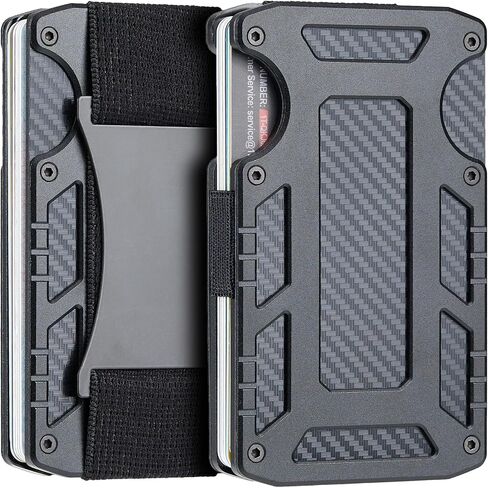 1TG Tactical Slim Wallet with Money Clip for Men, Minimalist RFID Blocking Wallet, Credit Card Holder Cash Organizer Cabon Fiber Front Pocket Wallet for Mens, Black in Saudi Arabia