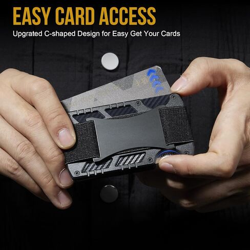 1TG Tactical Slim Wallet with Money Clip for Men, Minimalist RFID Blocking Wallet, Credit Card Holder Cash Organizer Cabon Fiber Front Pocket Wallet for Mens, Black in Saudi Arabia