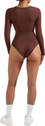 MOSHENGQI بدلة نسائية مثيرة برقبة مربعة وأكمام طويلة للتحكم في البطن وقمصان in Kuwait