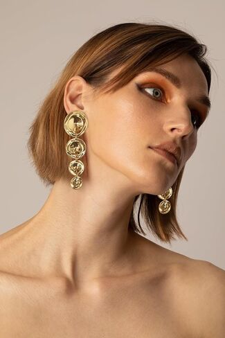 أقراط من HolidayQbee بمشبك للنساء أقراط دائرية ذهبية أقراط مكتنزة in Kuwait