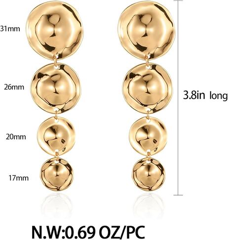 أقراط من HolidayQbee بمشبك للنساء أقراط دائرية ذهبية أقراط مكتنزة in Kuwait