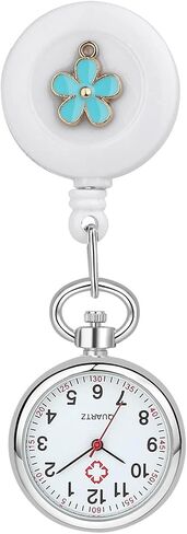 Avaner Retractable Nurse Watches, Clip-on Hanging Fob Watches, Flower Pattern Lapel Watches for Nurses Doctors in Saudi Arabia
