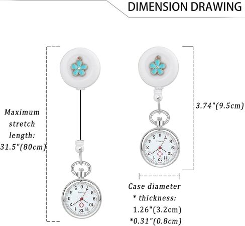 Avaner Retractable Nurse Watches, Clip-on Hanging Fob Watches, Flower Pattern Lapel Watches for Nurses Doctors in Saudi Arabia