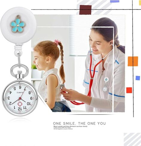 Avaner Retractable Nurse Watches, Clip-on Hanging Fob Watches, Flower Pattern Lapel Watches for Nurses Doctors in Saudi Arabia
