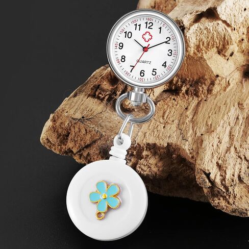 Avaner Retractable Nurse Watches, Clip-on Hanging Fob Watches, Flower Pattern Lapel Watches for Nurses Doctors in Saudi Arabia