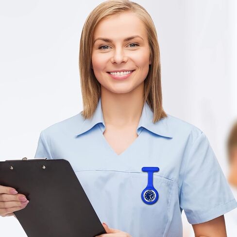 ساعة لانكاردو ممرضة مع يد ثانية للنساء والرجال دبوس على بروش معلق على طية صدر السترة، غطاء جيلي من السيليكون، شارة سماعة الطبيب المستديرة، ساعة جيب فوب طبية للأطباء in Kuwait