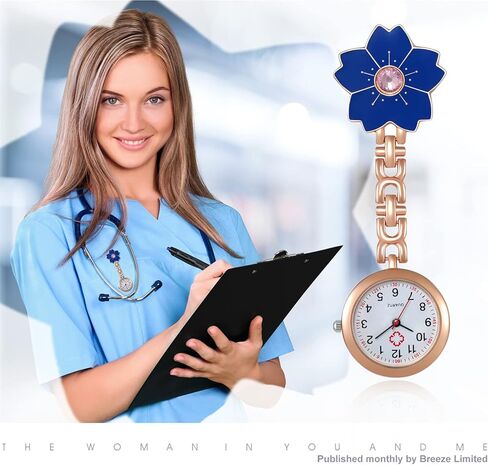 Lancardo 1-3 قطع كليب على ساعة مع سماعة الطبيب المستعملة مع ساعات جيب فوب للممرضات الطبيب زهرة سهلة القراءة للنساء in Kuwait