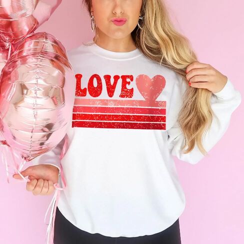 CM C&M WODRO Women Love Heart Sweatshirt Valentine's Day Shirts Graphic Casual Crewneck Pullover Lightweight Tops Blouse in Kuwait