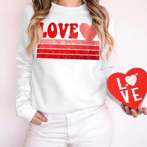 CM C&M WODRO Women Love Heart Sweatshirt Valentine's Day Shirts Graphic Casual Crewneck Pullover Lightweight Tops Blouse in Kuwait