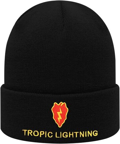 Dutern 25th Infantry Division Embroidery Classic Beanie Hat Cuffed Winter Hat Knit Toque Skull Cap Black in Kuwait