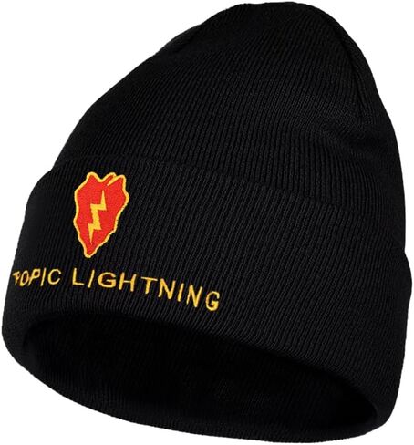 Dutern 25th Infantry Division Embroidery Classic Beanie Hat Cuffed Winter Hat Knit Toque Skull Cap Black in Kuwait