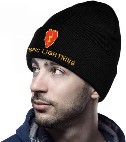 Dutern 25th Infantry Division Embroidery Classic Beanie Hat Cuffed Winter Hat Knit Toque Skull Cap Black in Kuwait