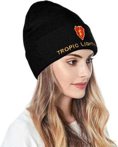 Dutern 25th Infantry Division Embroidery Classic Beanie Hat Cuffed Winter Hat Knit Toque Skull Cap Black in Kuwait