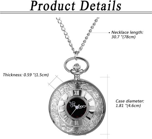 ساعة جيب كلاسيكية من لانكاردو للرجال والنساء بنقش مجوف ورقم روماني ساعة جيب لمدة 24 ساعة مع سلسلة للهالوين in Kuwait