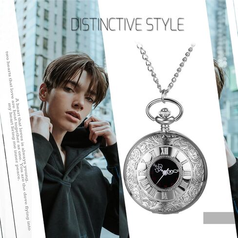 ساعة جيب كلاسيكية من لانكاردو للرجال والنساء بنقش مجوف ورقم روماني ساعة جيب لمدة 24 ساعة مع سلسلة للهالوين in Kuwait