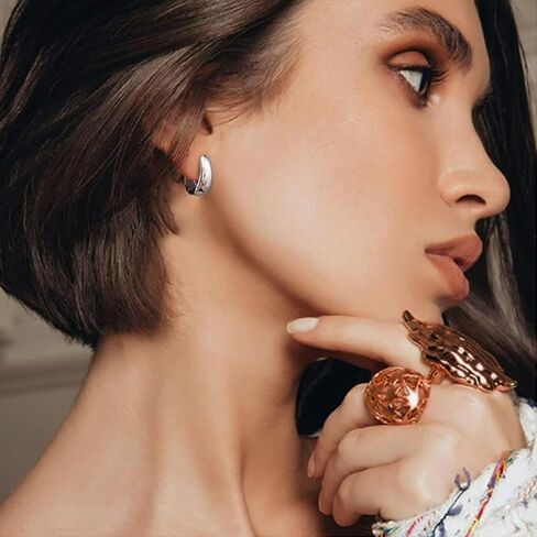 micuco Chunky Gold Hoop Earrings for Women - 18K Real Gold Plated Lightweight Hollow Hypoallergenic Earrings for Women and Girls in Saudi Arabia