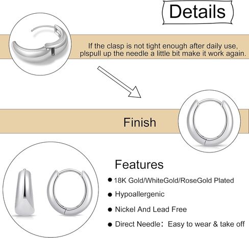 micuco Chunky Gold Hoop Earrings for Women - 18K Real Gold Plated Lightweight Hollow Hypoallergenic Earrings for Women and Girls in Saudi Arabia