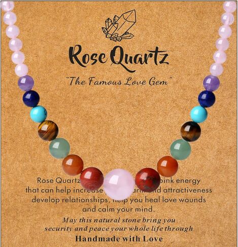 قلادة مايبوتا 7 شقرا للنساء، قلادة مطرزة بالكريستال الطبيعي للشفاء، قلادة خرز مصنوعة يدويًا من الحجر، مجوهرات أحجار كريمة بطول 20 بوصة، هدايا عيد الميلاد للنساء in Kuwait