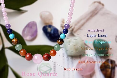 قلادة مايبوتا 7 شقرا للنساء، قلادة مطرزة بالكريستال الطبيعي للشفاء، قلادة خرز مصنوعة يدويًا من الحجر، مجوهرات أحجار كريمة بطول 20 بوصة، هدايا عيد الميلاد للنساء in Kuwait