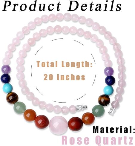 قلادة مايبوتا 7 شقرا للنساء، قلادة مطرزة بالكريستال الطبيعي للشفاء، قلادة خرز مصنوعة يدويًا من الحجر، مجوهرات أحجار كريمة بطول 20 بوصة، هدايا عيد الميلاد للنساء in Kuwait