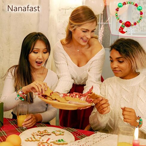 nanafast 4 قطع سوار عيد الميلاد مجموعة سانتا كلوز ندفة الثلج شجرة عيد الميلاد مطرز سوار تمتد للنساء الفتيات عيد الشكر عيد الميلاد عطلة حزب الهدايا in Kuwait