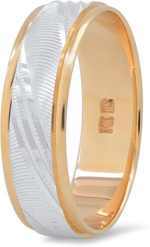 تصميمات سيج لوس أنجلوس للمجوهرات بلونين 14 قيراط ذهب أبيض وأصفر مائل مقطوع بالليزر تصميم مريح مقاس 6 مم خاتم زفاف in Kuwait