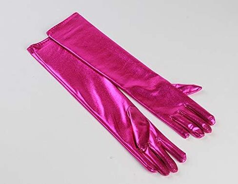 DreamHigh Womens 20 Inches Long Metalic Satin Mittens Cosplay Dress Finger Gloves in Saudi Arabia