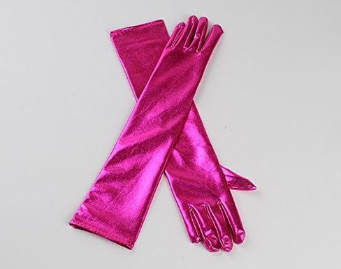 DreamHigh Womens 20 Inches Long Metalic Satin Mittens Cosplay Dress Finger Gloves in Saudi Arabia