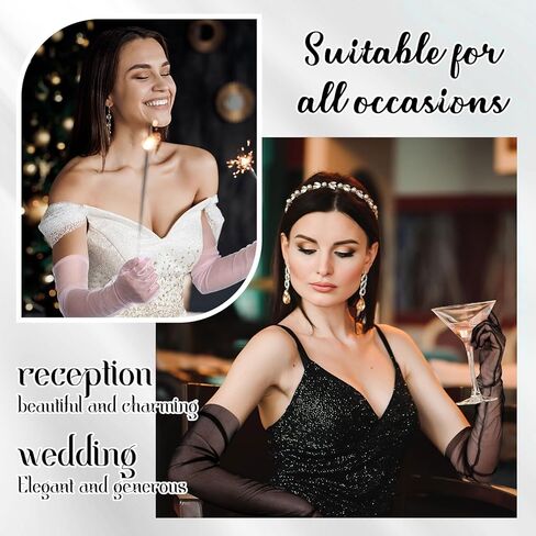 Panitay 8 Pairs Women's Long Mesh Tulle Gloves Wedding Bridal Sheer Gloves Halloween Evening Gloves Party Costume Accessory in Kuwait