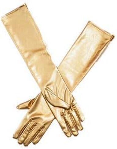 DreamHigh Womens 20 Inches Long Metalic Satin Mittens Cosplay Dress Finger Gloves in Saudi Arabia